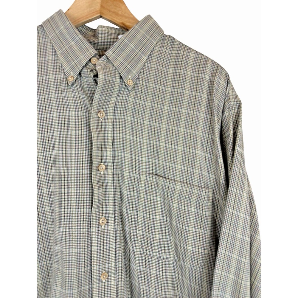 Vintage Viyella Houndstooth Check Wool Button-Down Men's XL Shirt